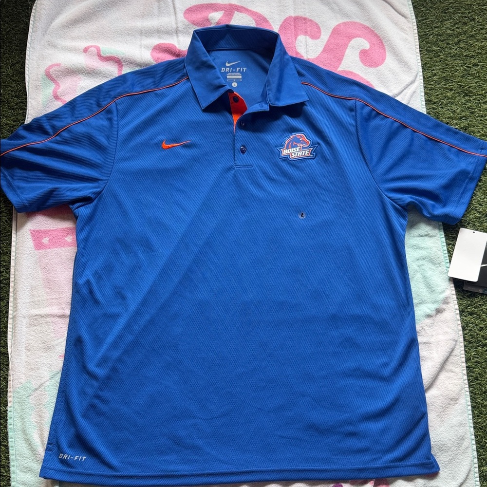 Nike Blue Polo with Orange Accents and Team Logo